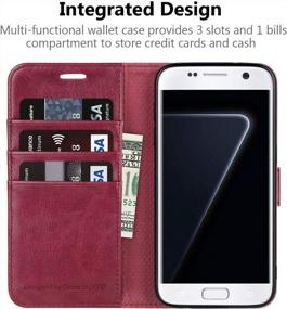 img 1 attached to Бордовый кожаный флип-чехол-кошелек для Samsung Galaxy S7 со слотом для карт и подставкой от OCASE - Увеличьте свой опыт!