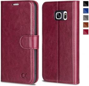 img 4 attached to Burgundy Leather Flip Wallet Case For Samsung Galaxy S7 With Card Slot And Kickstand By OCASE - Enhance Your Experience!