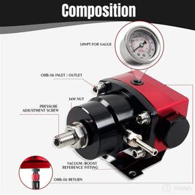 img 1 attached to 🔧 Efficient and Versatile: YESHMA Universal Adjustable EFI Fuel Pressure Regulator Kit with 0-100psi Gauge and AN6-6AN Fuel Line Fitting in Sleek Black & Red Aluminum