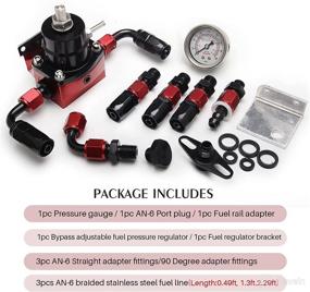 img 2 attached to 🔧 Efficient and Versatile: YESHMA Universal Adjustable EFI Fuel Pressure Regulator Kit with 0-100psi Gauge and AN6-6AN Fuel Line Fitting in Sleek Black & Red Aluminum