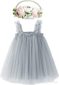 img 4 attached to BGFKS Layered Tulle Tutu Dress with Flower Headband - Rainbow Princess Skirt Set for Toddler Girls and Babies