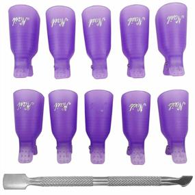 img 4 attached to Nail Polish Remover Clips Tools Soak Off Caps UV Gel Removal Manicure Fingernail Polish Clip Tools With Metal Cuticle Pusher Spoon Remover Pedicure Tool