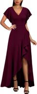 miusol women's formal v neck ruffle split evening party long dress logo