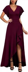img 4 attached to Miusol Women'S Formal V Neck Ruffle Split Evening Party Long Dress