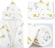 organic cotton baby bath towel, muslin hooded kids towel 27.5 x 55 inches thick & soft unisex toddler bath towel 6-layer for newborns & infants 0-6 | boy girl | giraffe & elephant design logo