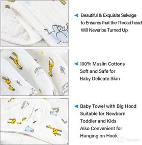 img 1 attached to Organic Cotton Baby Bath Towel, Muslin Hooded Kids Towel 27.5 x 55 inches Thick & Soft Unisex Toddler Bath Towel 6-Layer for Newborns & Infants 0-6 | Boy Girl | Giraffe & Elephant Design