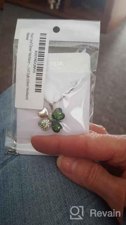 img 1 attached to Green Four Leaf Clover Necklace - St. Patrick's Day Shamrock Jewelry - Good Luck 🍀 Charm - Green Clover Necklace, Earrings, Bracelet, Brooch - Crystal and Rhinestone Accents - Mall of Style review by Shafiq Wang