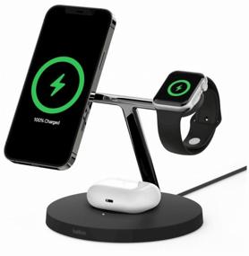 img 1 attached to ⚡ Efficient Charging Solution: Belkin MagSafe 3-in-1 Wireless Charger in Black (WIZ009vfBK)