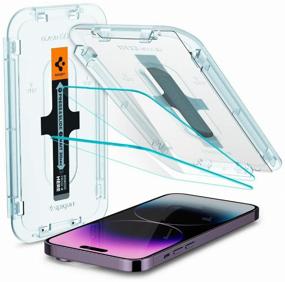 img 1 attached to Protective glass / glass on iPhone / full screen transparent / Spigen GlastR EZ Fit 2 Pack for iPhone 14 Pro Max (AGL05202, original, Transparency)