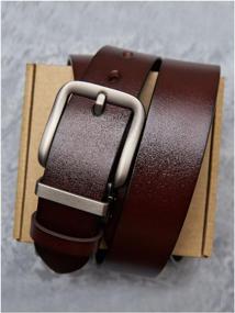 img 1 attached to Men's belt SUNNY LOVE leather wide for jeans and trousers universal