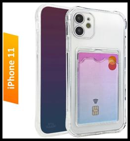 img 1 attached to 📱 AV-Retail Silicone Transparent Case with Card Pocket for iPhone 11: Reinforced Shock Proof Protection