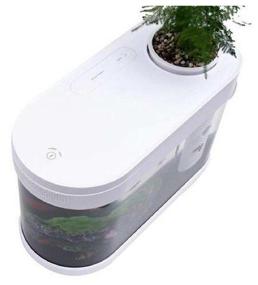 img 1 attached to Xiaomi Geometry Fish Tank Aquaponics Ecosystem C180 Standart Set - 8L Aquarium with Soil, Filter, and Cover - White