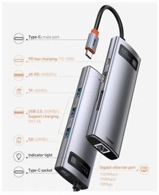 img 1 attached to USB-концентратор Baseus Metal Gleam Series 6-in-1 (CAHUB-CW0G), USB Type-C - 3×USB3.0, HDMI, USB Type-C, RJ45, Space Grey