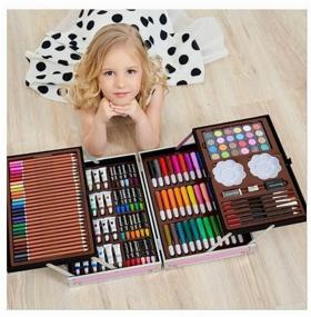 img 1 attached to 🎨 145-Piece Drawing and Creative Kit in Pink Suitcase - Explore the World of Pony Artistry