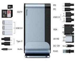 img 1 attached to USB Hub Baseus Working Station Multifunctional Type-C HUB Adapter (CAHUB-DG0G) Gray