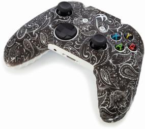 img 1 attached to Protective Silicone Case for Xbox One Joystick (Grip for Microsoft Xbox One, One S, One X Controllers) with Pattern, Black on White
