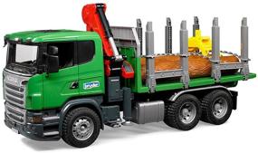 img 1 attached to Timber truck Bruder Scania with portable crane and logs, 03-524 1:16, 54 cm, green