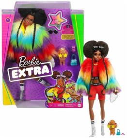 img 1 attached to Barbie Doll Extra in rainbow coat GVR04 multicolor