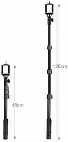 img 1 attached to Monopod with AUX cable and built-in remote control, 3.5 mm wire, AMFOX, 1188, black / selfie stick for phone, holder for camera, smartphone