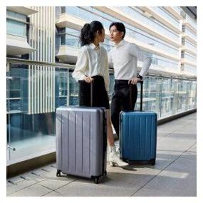 img 1 attached to Xiaomi suitcase, polycarbonate, support legs on the side, stiffeners, grooved surface, 64 l, size M, blue