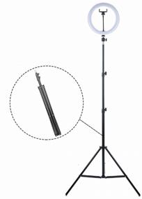 img 1 attached to Annular LED lamp "M-33" cm with 210 cm tripod / 3 light mode: warm, cold, mixed / selfie ring with remote and holder
