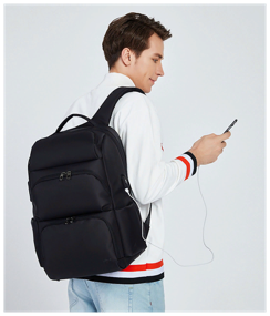 img 1 attached to Backpack MyPads M2716 made of high-quality wear-resistant moisture-proof Oxford fabric for laptops 17/17.3 inches with a USB charging port and earphone.