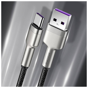 img 1 attached to Baseus Cafule Series Metal Data USB Cable - USB Type C Cable 66W 25cm Black (CATJK-01)