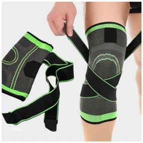 img 1 attached to Sports knee brace with fixing straps, color green, size XXL, set of 2 pcs.