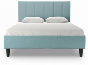 img 1 attached to Double bed with bed base Salotti Jane 160, velor, Taco fabric, light turquoise, 160x200