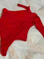 img 1 attached to Stylish And Figure-Flattering Weigou Women'S Stretch Bodysuit With One Shoulder And Long Sleeve Design review by Antonio Fox