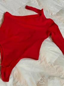 img 5 attached to Stylish And Figure-Flattering Weigou Women'S Stretch Bodysuit With One Shoulder And Long Sleeve Design