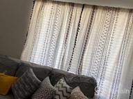 img 1 attached to Boho Cotton Linen Curtains With Tassels And Geometric Print - Semi-Blackout Farmhouse Bohemian Window Drapes For Living Room, Bedroom - Rod Pocket Style, 1 Panel review by Dave Tapia