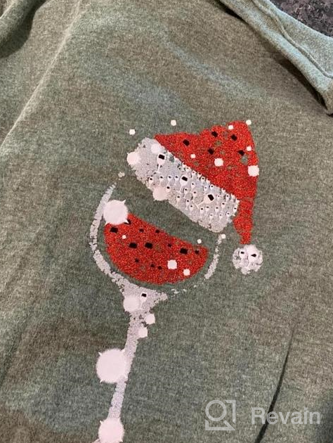 img 1 attached to Nirovien Womens Christmas Wine Glass Long Sleeve Shirts Santa Hat Crewneck Sweatshirt Solid Tunic Pullover review by Luis Estrella