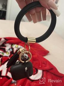 img 6 attached to Stylish Leather Tassel Keychain Bracelet - Portable Key Ring Wristlet Bangle For Women, Perfect Gift For Any Occasion