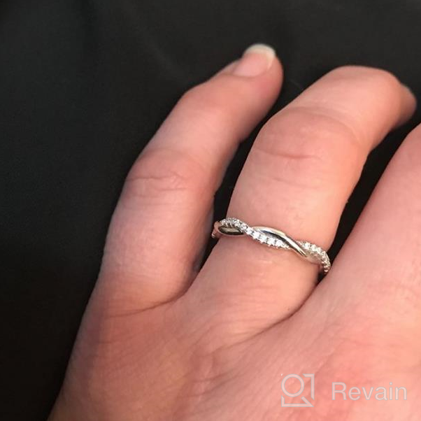 img 1 attached to Interwoven Sterling Silver Eternity Ring With Simulated Diamond Or Moissanite - Perfect Matching Wedding Band review by Matthew Henderson