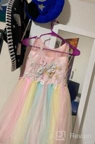 img 8 attached to 🌈 Meiqiduo 2-14T Rainbow Flower Girls Dress with Tulle, 3D Embroidery, Ideal for Princess Party, Birthday, and Formal Occasions