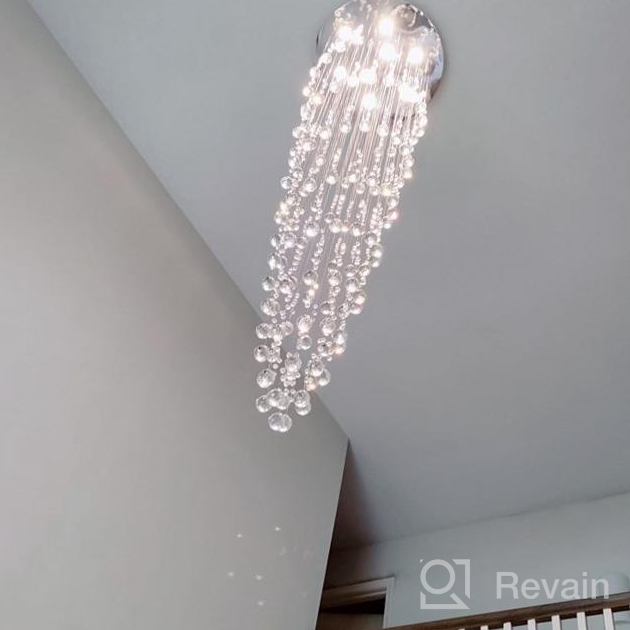 img 1 attached to Saint Mossi Modern K9 Crystal Raindrop Chandelier Lighting, Modern Crystal Light Fixture, K9 Crystal Chandeliers, Double Swirl 8 GU10 Bulbs Required review by Brendan Baker