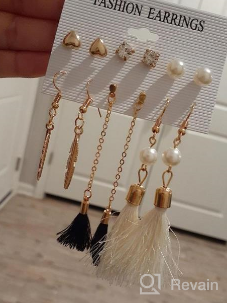 img 1 attached to Valentine'S Day Gift: Layered Ball Dangle, Hoop, Stud, And Tassel Earrings Set With 63 Pairs For Fashionable Women And Girls review by Ronald Duguay