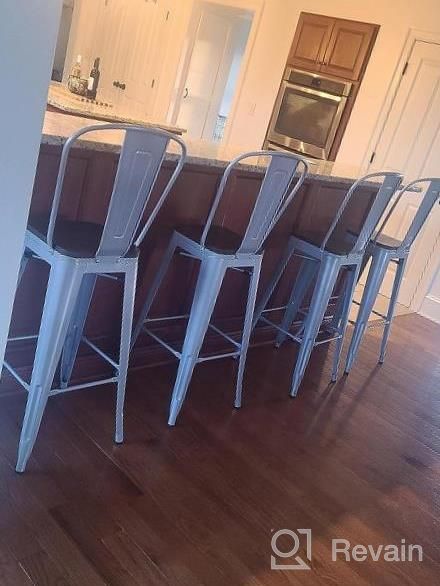 img 1 attached to Mecor 30'' Metal Bar Stools Set Of 4 With Removable Backrest And Wood Seat, Light Blue Dining Chairs For Kitchen Counter Height review by Jennifer Miller