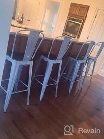 img 4 attached to Mecor 30'' Metal Bar Stools Set Of 4 With Removable Backrest And Wood Seat, Light Blue Dining Chairs For Kitchen Counter Height