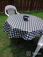 img 1 attached to Sancua 60 Inch Checkered Vinyl Round Tablecloth - Apple Green And White, 100% Waterproof And Oil Proof, Spill Proof PVC Table Cover For Dining Table, Buffet Parties, And Camping - Easy To Wipe Clean review by Sara Reyes