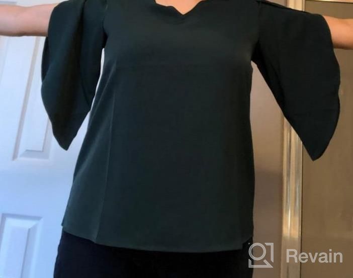 img 1 attached to Stay Chic And Comfy With Jouica'S Must-Have Fall Casual Blouse With 3/4 Ruffled Sleeves review by Ismael Hennigan