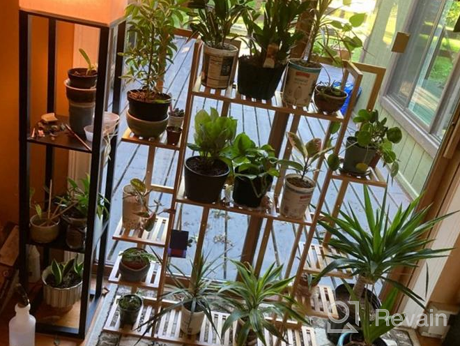 img 1 attached to Indoor Outdoor Flower Pot Rack: 9-Tier Bamboo Shelf Display Holder For 17 Potted Plants, Perfect For Patio, Garden, Balcony, Or Living Room Décor review by Mark Callaham