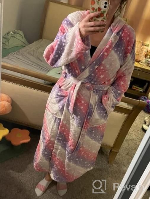 img 1 attached to Women'S Long Plush Fleece Robe With Hood - Warm And Cozy Bathrobe For Women By MissShorthair review by April Nelson