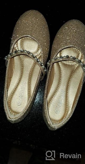 img 1 attached to Sparkling Elegance: SANDALUP Little Ballet Inlaid Rhinestone Girls' Flats review by Jasmine Rodriguez