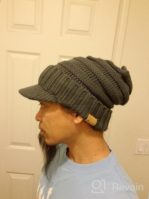 img 1 attached to Stay Cozy This Winter With The FORBUSITE Men Knit Beanie Visor Cap With Brim review by Kendrick Dooley
