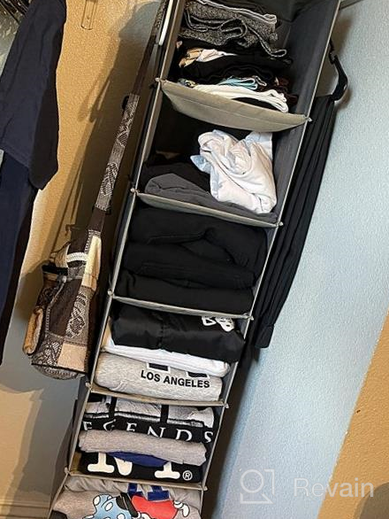 img 1 attached to 6-Shelf Hanging Closet Organizer And Storage By YOUDENOVA - Sturdy Bamboo Structure Cloth Organizer For Sweaters, 11.8” X 11.8” X 47.2” In Light Grey review by Don Acevedo