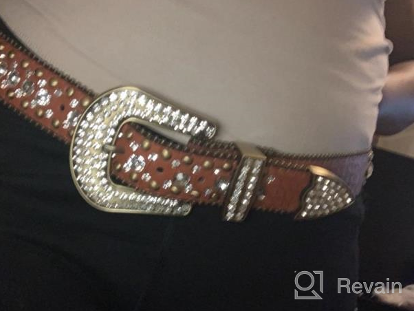 img 1 attached to Stylish Rhinestone Studded Leather Belt For Women - The Ultimate Fashion Accessory! review by Don Olsen