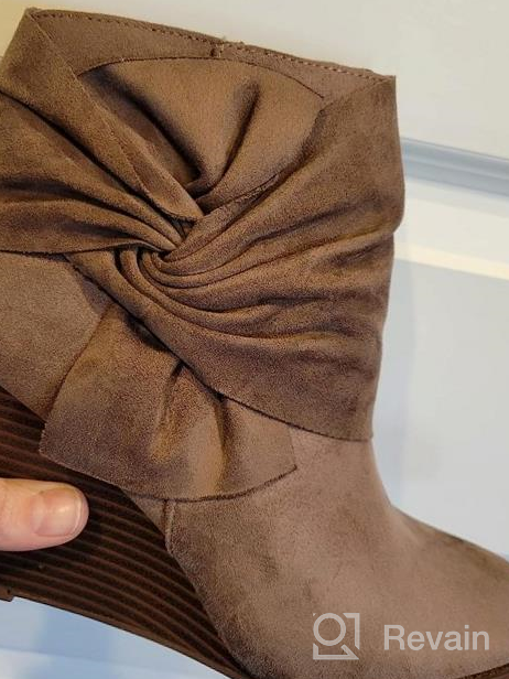 img 1 attached to Winter Chic: Fashare Women'S Bow Knot Wedge Booties With Stacked Heels For Ankle-Length Style review by Joe Comforti