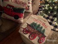 img 1 attached to Songtec Christmas Pillow Covers 12X20 Inches, Red Vintage Truck Home Decorations Clearance Farmhouse Throw Pillowcase Cushion For Outdoor Patio – Set Of 2 review by Holly Garcia